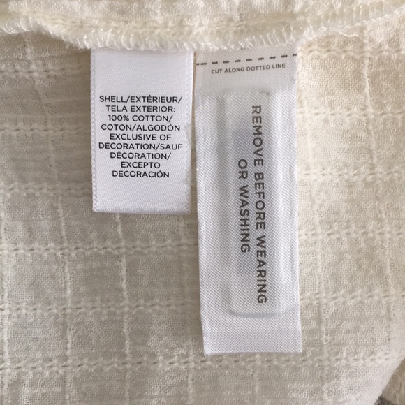 LOFT Textured Embroidered 100% Cotton Flowy Peasant Top, sz Medium - Picture 8 of 14